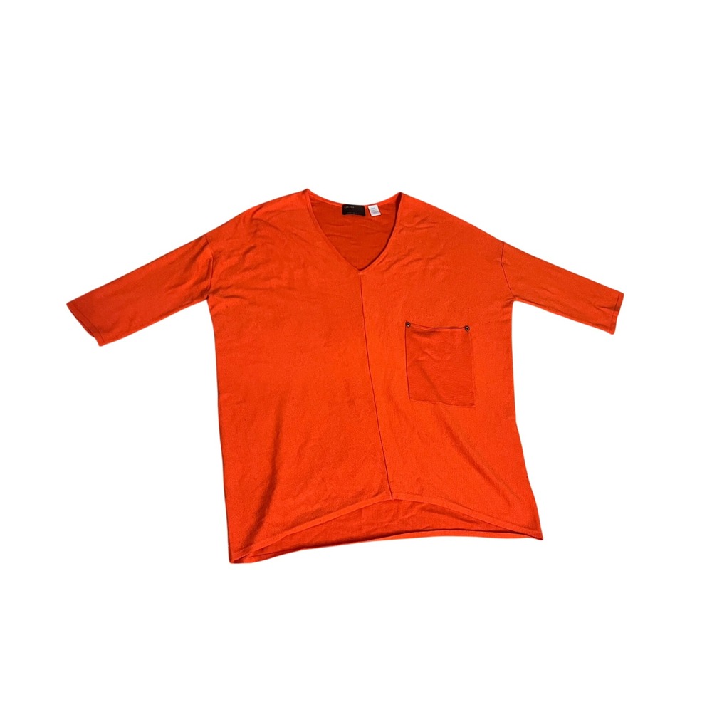 Kerisma Orange V-Neck Oversized Knit Sweater Tunic Top M2048 Womens ML